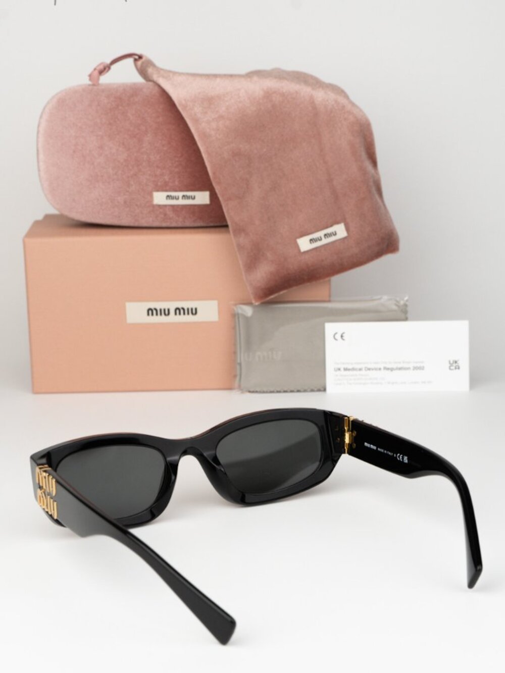 Miu Miu Women Sunglasses Black Grey Rectangle MUB04S 16K08Z NEW AUTHENTIC - Picture 7 of 10